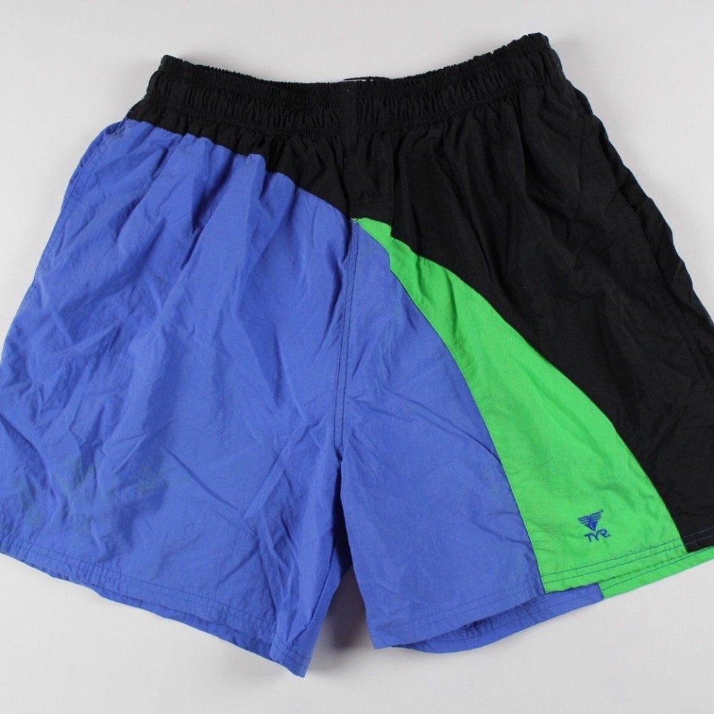 Vintage 90s TYR Color Block Swim Trunks Shorts XL